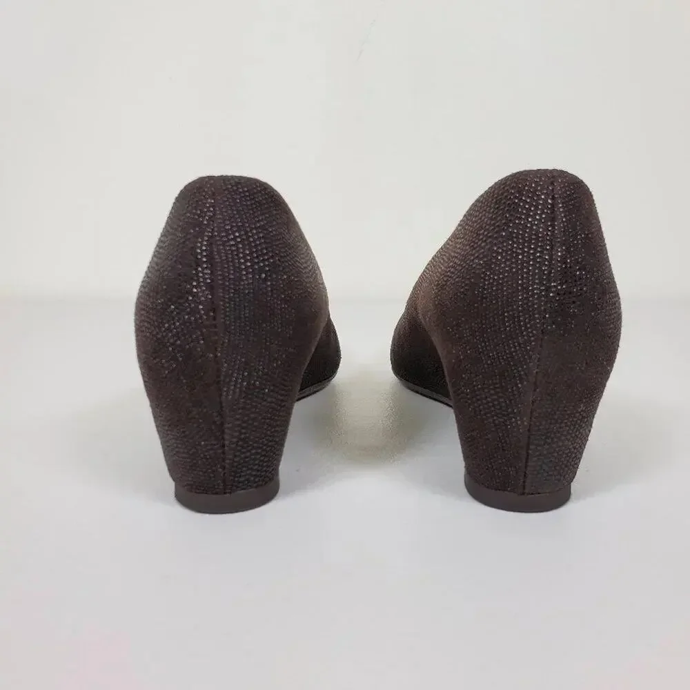 Stuart Weitzman Leather Wedge Shoes Womens Size 7 Black Round Toe Comfort